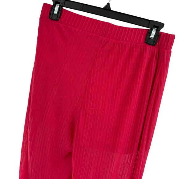 Zara Pink Ribbed Ruffle Plucks Sheer Cover Up Pants - Picture 8 of 12